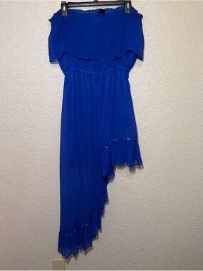 Olivaceous Vibrant Blue Textured Dress